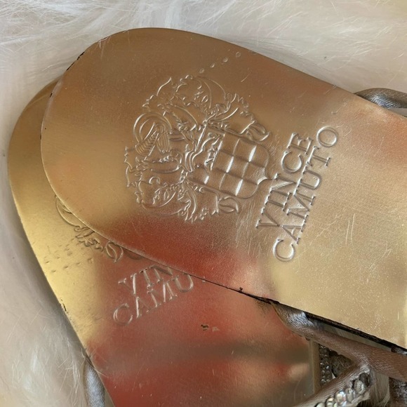 Vince Camuto Sandals Silver Strappy Rhinestone Thongs Size 9.5 - Picture 2 of 7